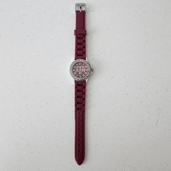 Texas A&M University Maroon Jelly Band With Crystals Watch - Picture 1 of 9